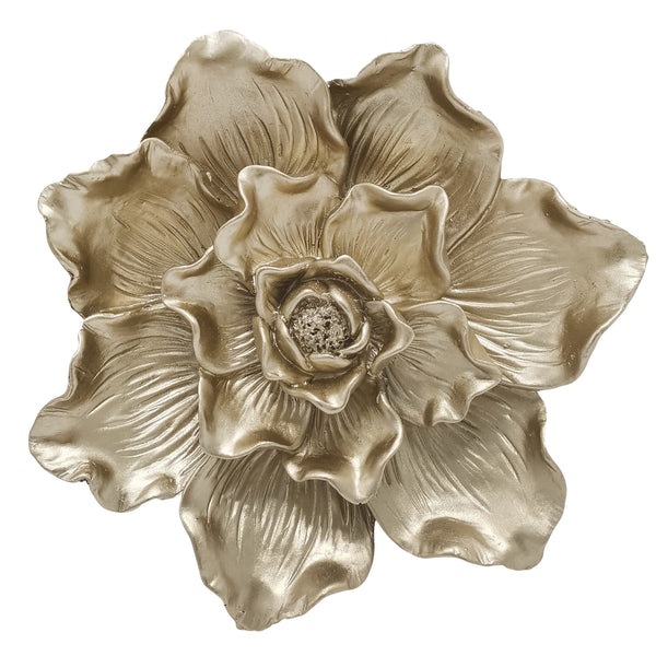 Resin 9" Flower Wall Accent, Gold image