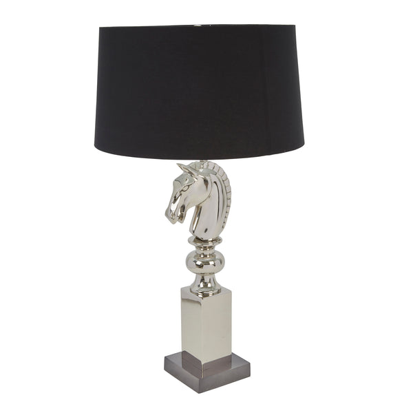 Stainless Steel 31" Horse Headtable Lamp, Silver image