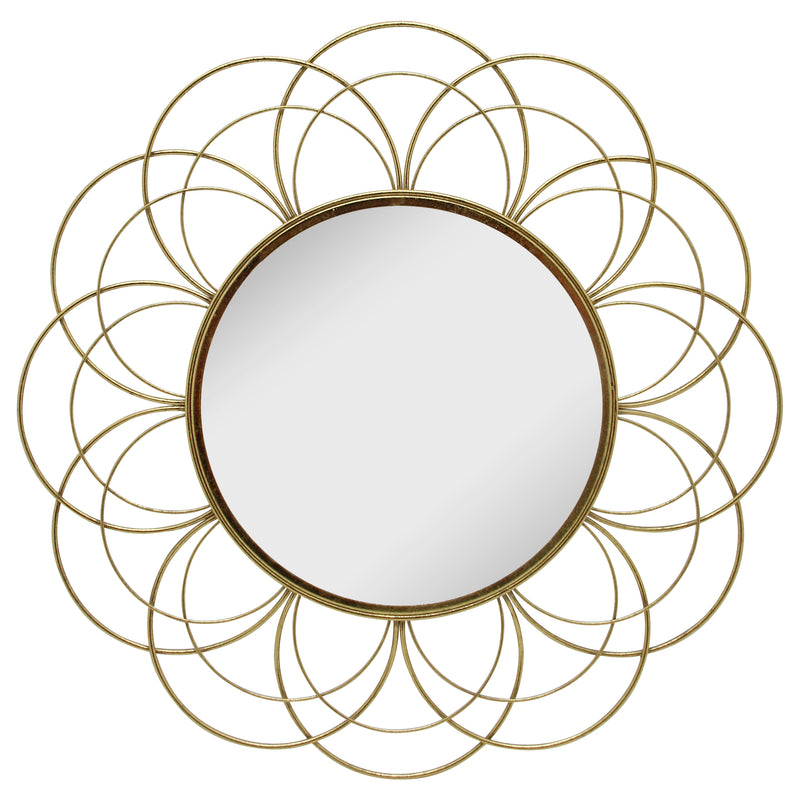 Metal 32" Flower Frame Mirror, Gold Wb image