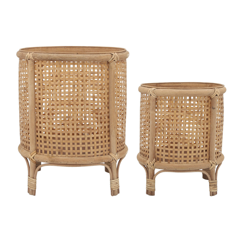 Bamboo/rattan, S/2 10/12"d Woven Planters, Brown image
