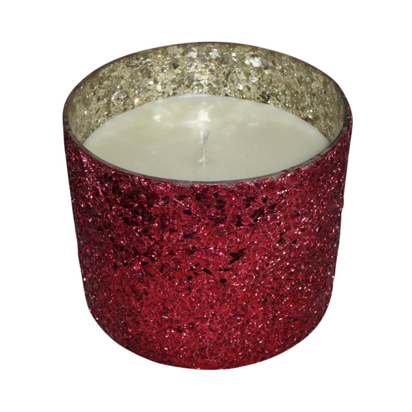 Candle On Red Crackled Glass 26oz image