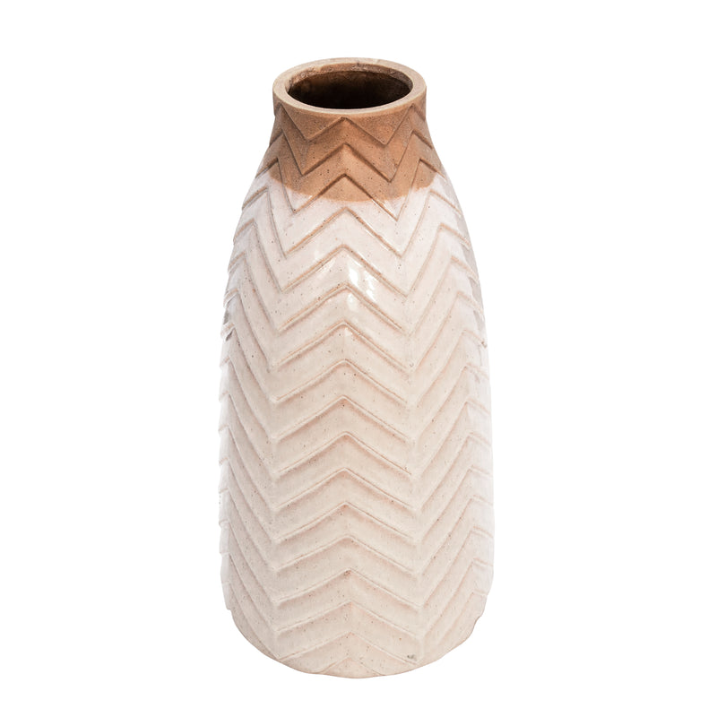 18" Chevron Vase, Ivory image
