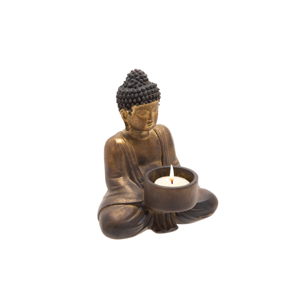 Resin Sitting Buddha Tealight, Copper image