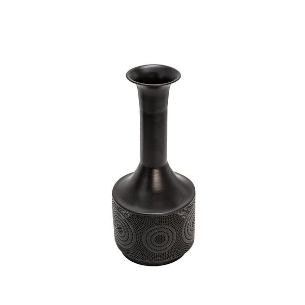 Metal 19" Textured Vase, Black image