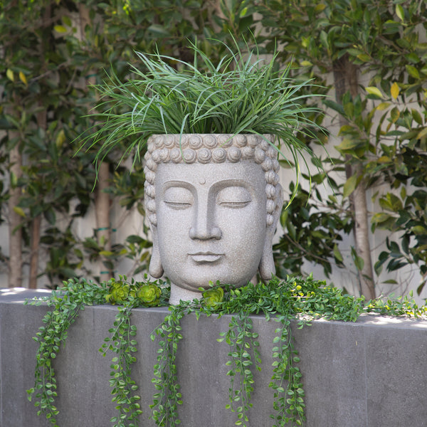 Gray Buddha Head Planter image