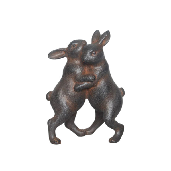 Polyresin 7" Bunnies Dancing, Bronze image