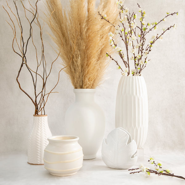 10" Chevron Vase, White image