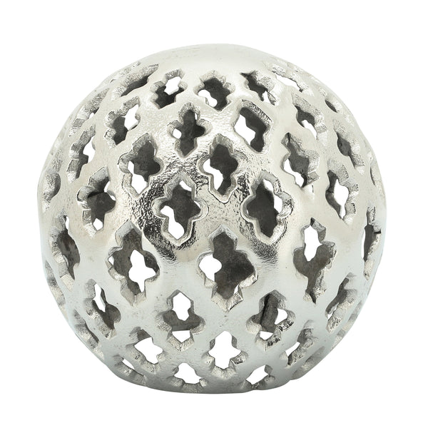 Metal, 8" Cut-out Orb, Silver image