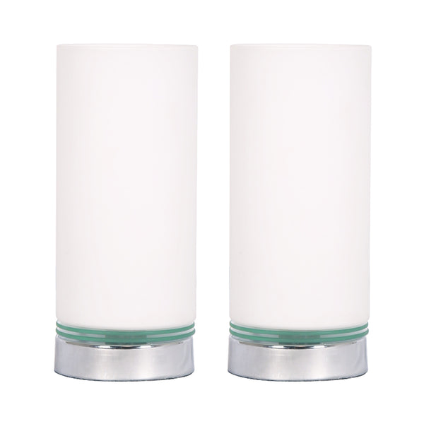 S/2 10" Glass Touch Table Lamps, White image