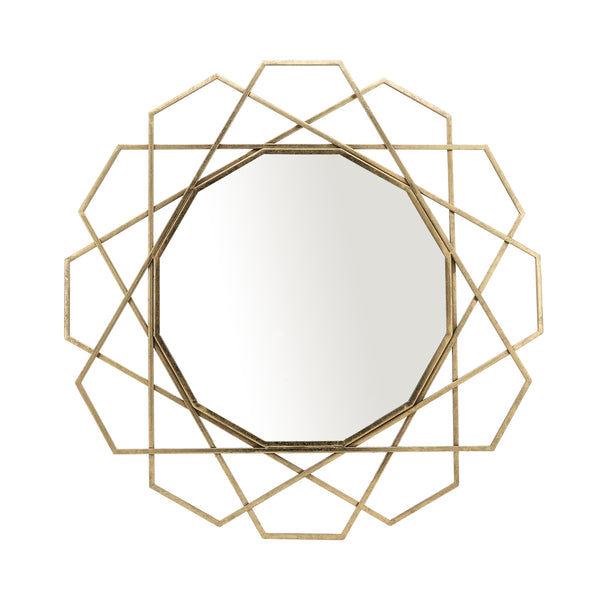 Metal 35" Geometric Mirror, Gold Wb image