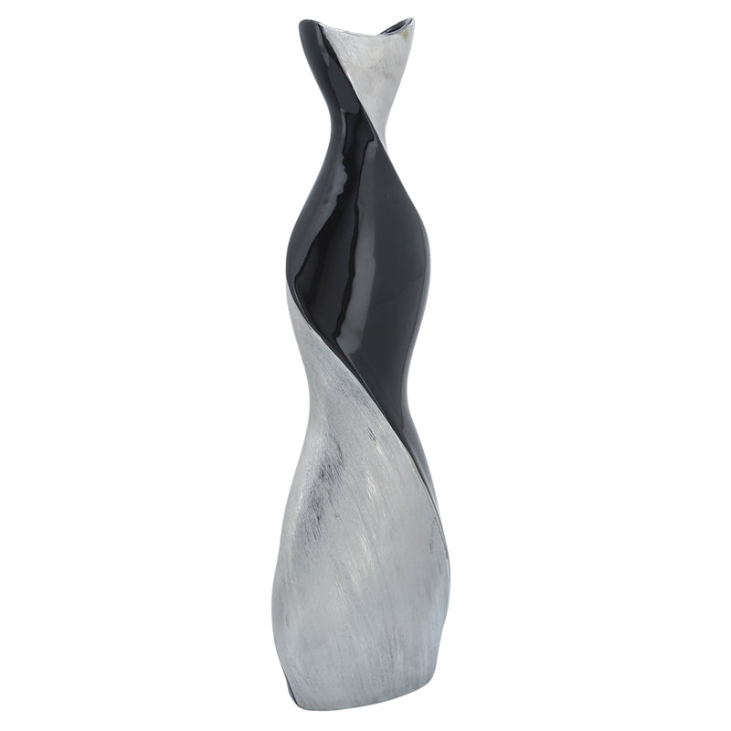 24" Twisted Vase, Black/silver image
