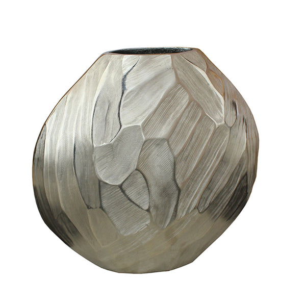 Aluminum 11"h Hammered Vase, Silver image