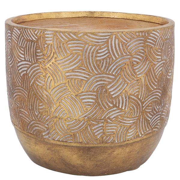 Resin, S/2 10/13"d Swirl Planters, Gold image