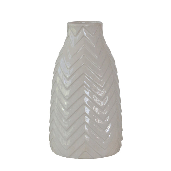 12" Chevron Vase, White image