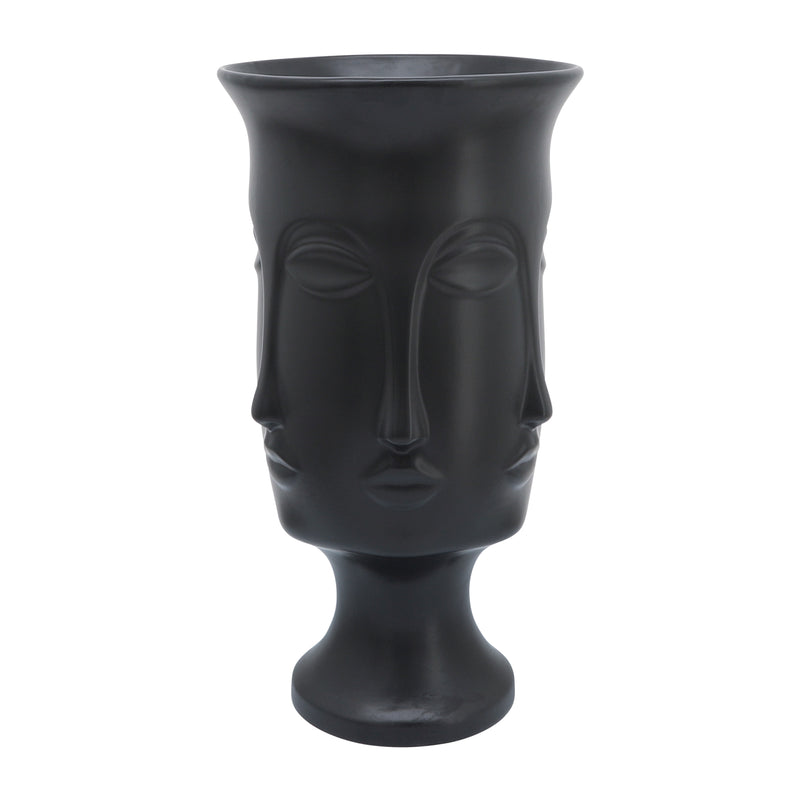 15"h Multi Faced Vase, Black image