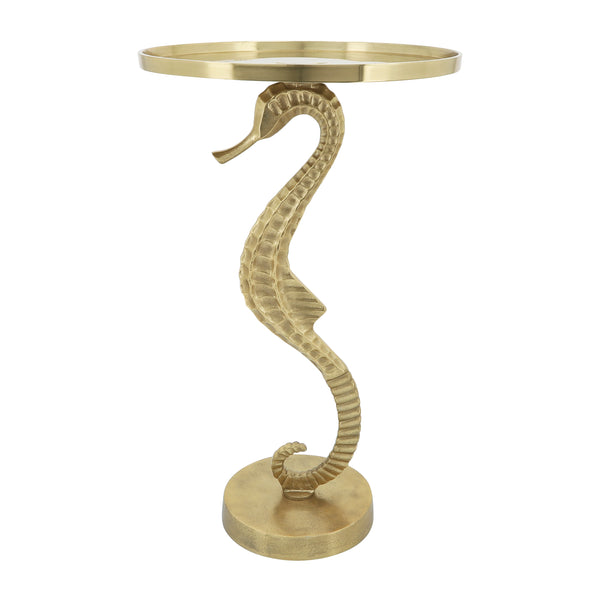 Metal, 24" Seahorse Side Table, Gold Kd image