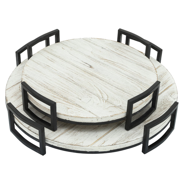 S/2 Round Wood Trays, Gray image