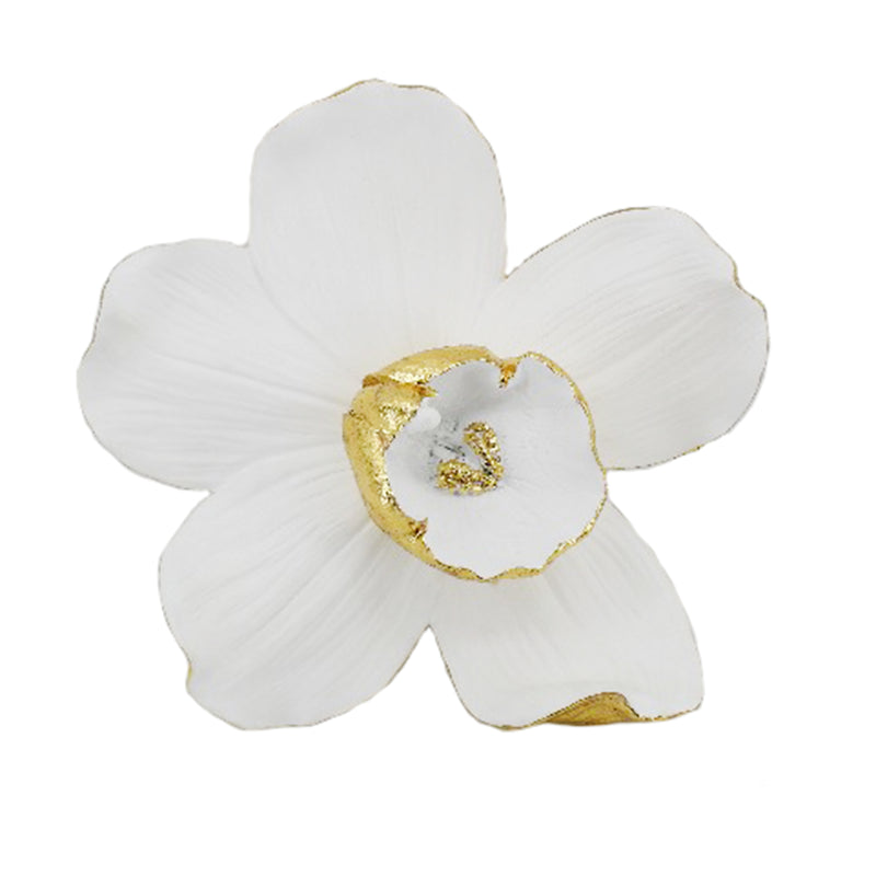 Resin 9" Orchid Wall Hanger, White/gold image