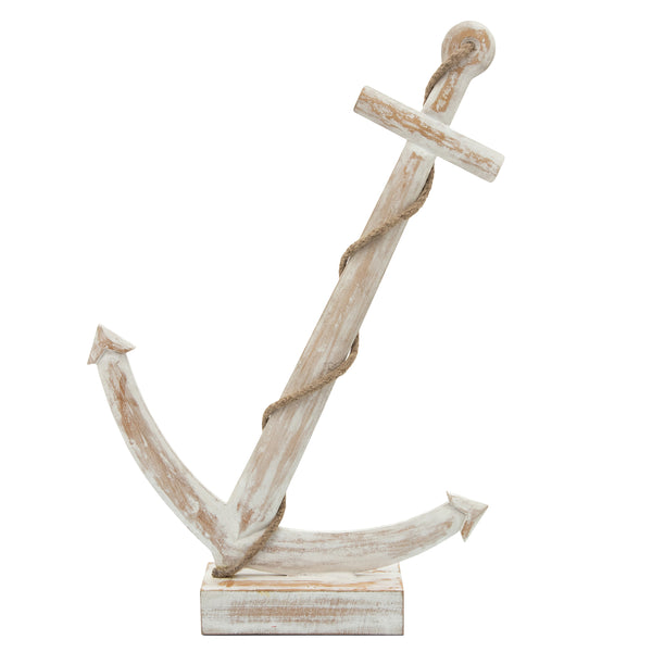 21"h Wooden Anchor, White image