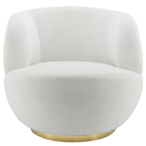 Velveteen Swivel  Chair With Gold Base, White image