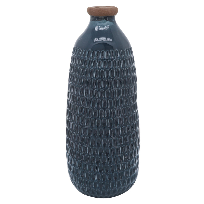 Cer, 16" Dimpled Vase, Navy image