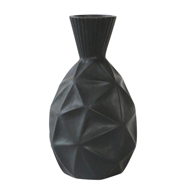 13"h Textured Olpe Vase, Black image