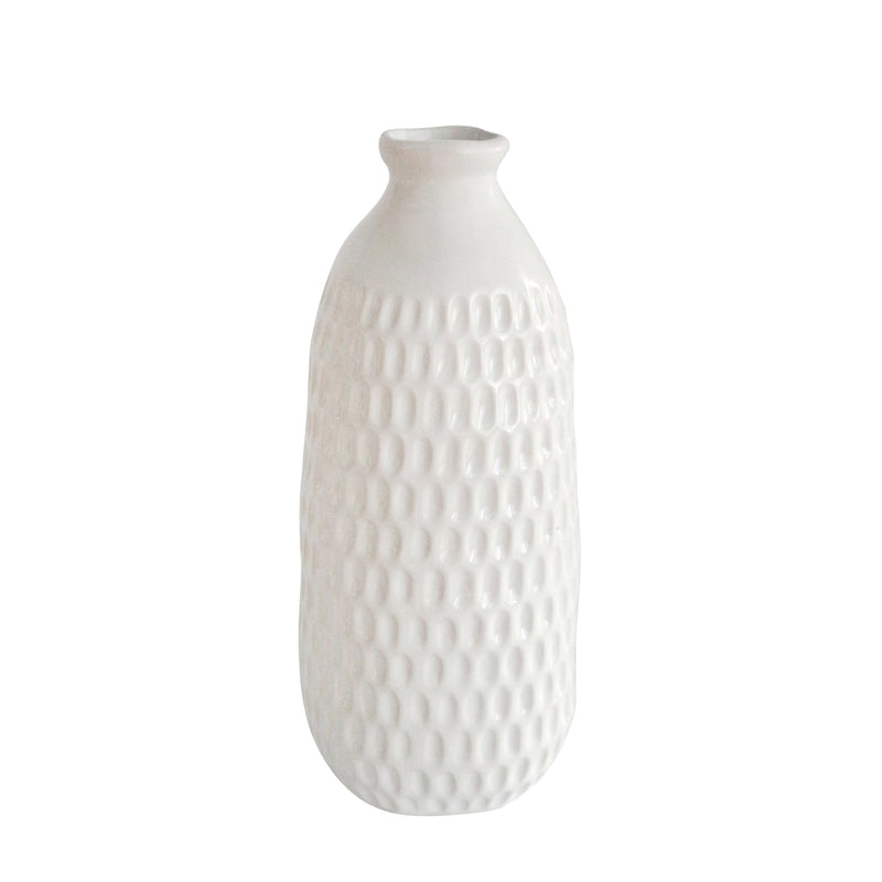 Ceramic 12" Dimpled Vase, White image