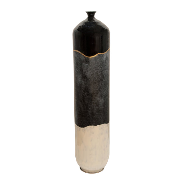 Metal 42"h Flute Vase, Black/white image
