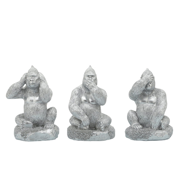 Resin, S/3 Hear, Speak, See No Evil Gorilla,silver image