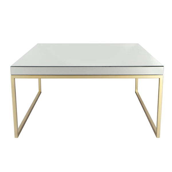 Metal, 35" Mirrored Square Coffee Table, Gold image