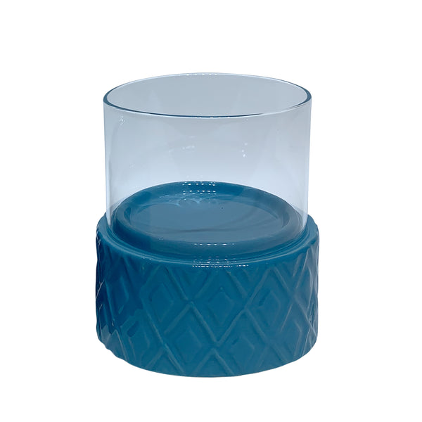 Turq Ceramic /glass 5" Pillar Holder, Diamond image