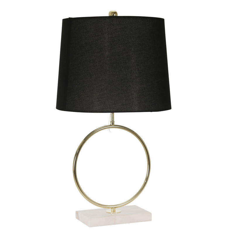 Metal 28" Ring Table Lamp W/marble Base, Gold image