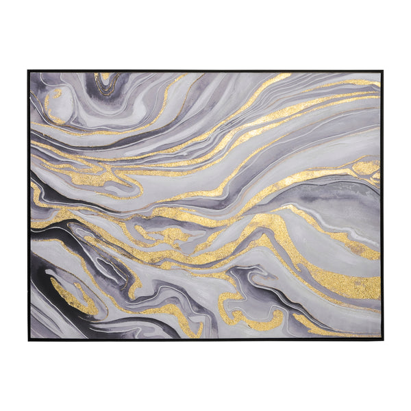 48x36 100%  Hand Painted Abstract -  Framed, Gold/ image