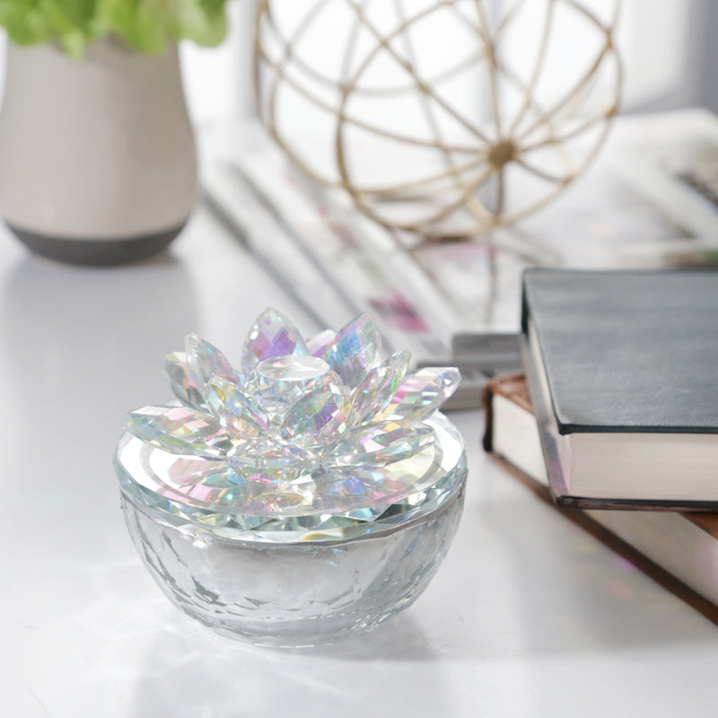 Crystal Lotus 5" Trinket Jar,rainbow image