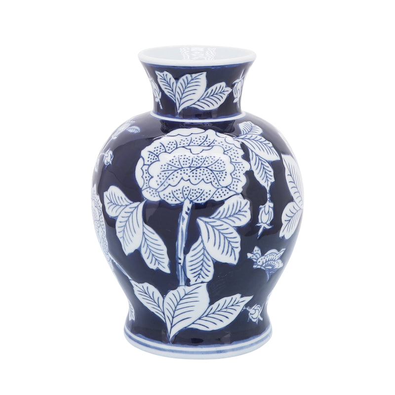Cer, 9"h Flower Vase, Blue/white image