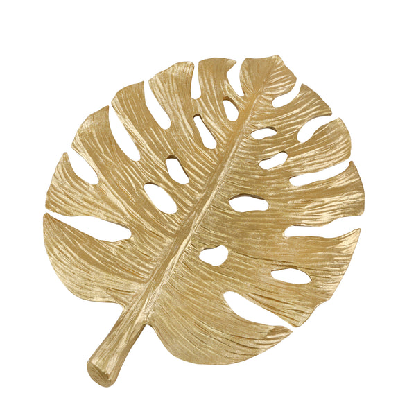 Resin 15.5" Philodendron Leafwall Decor, Gold image