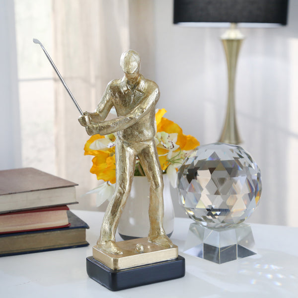 Resin 14" Golf Figurine, Gold image