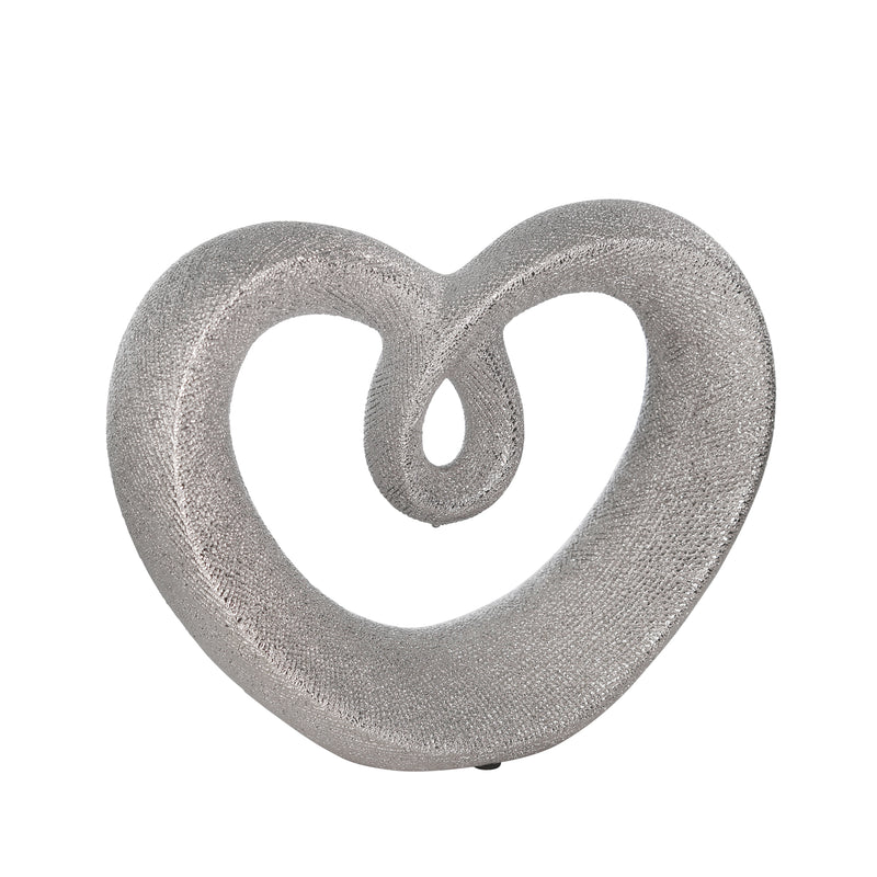 Ceramic 8" Beaded Heart Accent, Silver image