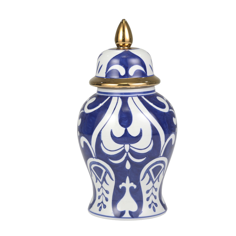14" White/blue Temple Jar, Bold image