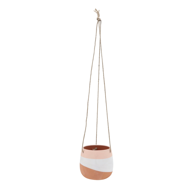 Cer, 6" Terracotta Hanging Planters, Pink Multi image