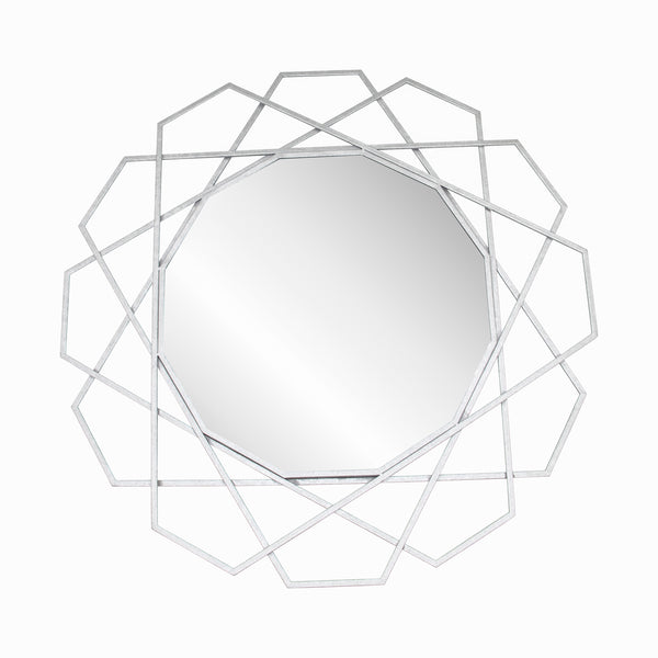 Metal 35" Geometric Mirror, Silver Wb image