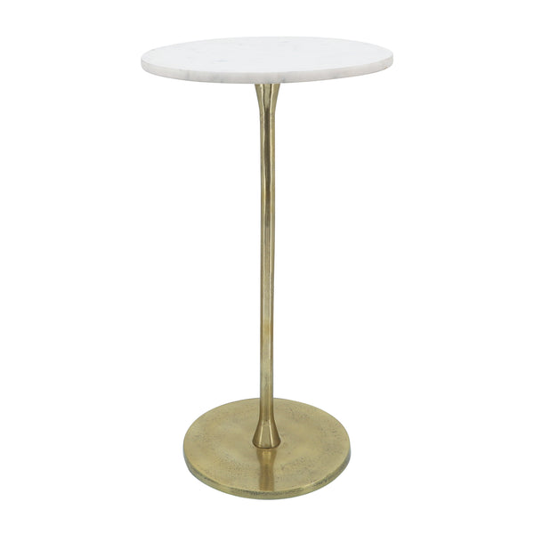 Metal, 24"h Round Drink Table, Gold/white image