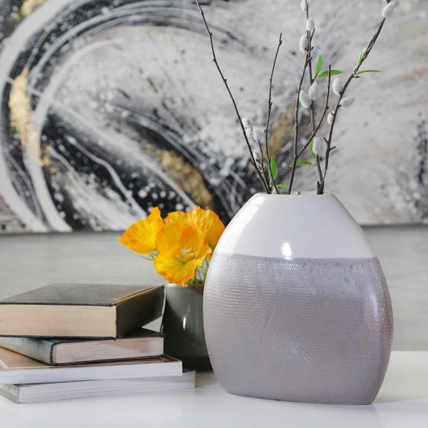 Ceramic 9" Vase, Multi Gray image