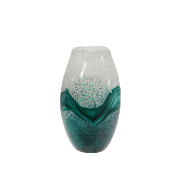 Glass 12"h Vase, Green Mix image