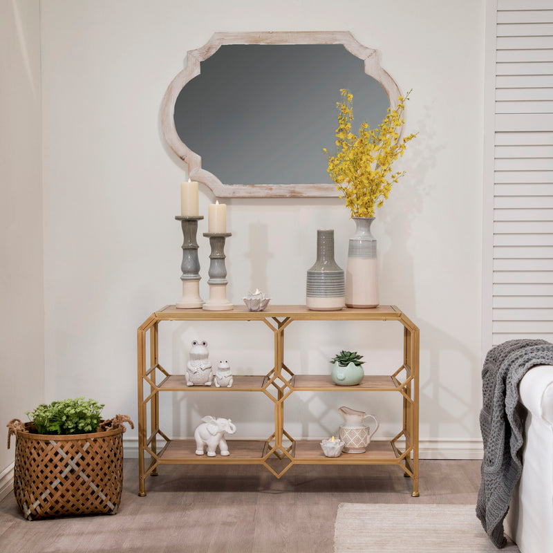 Wood Frame Wall Mirror, 44.5",ivory Wb image
