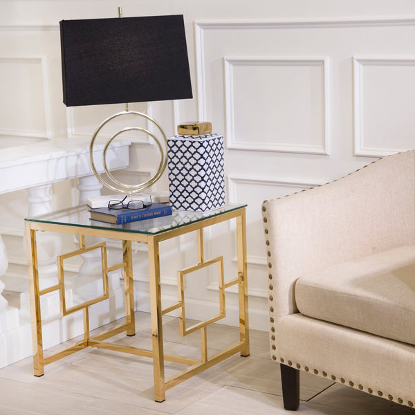 Gold Metal/glass Accent Table, Kd image