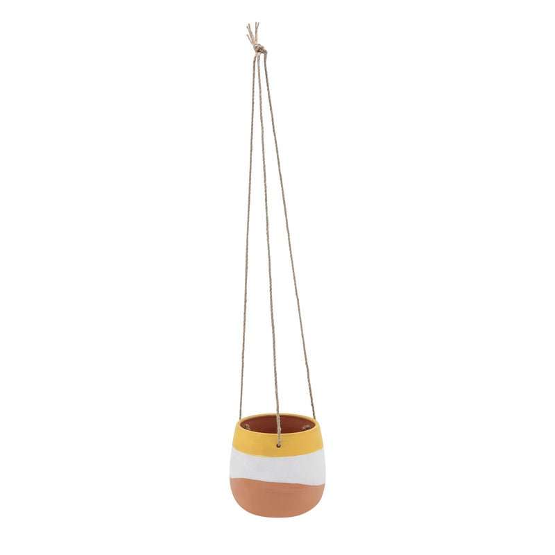Cer, 6" Terracotta Hanging Planters, Yellow Multi image