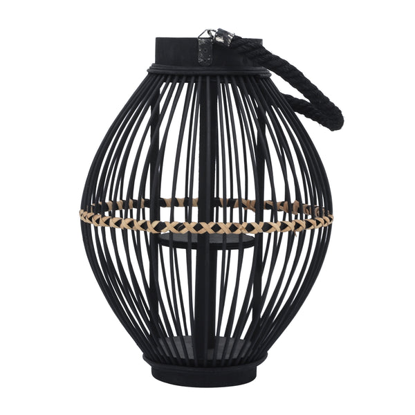 Bamboo,15"h Lantern, Black image
