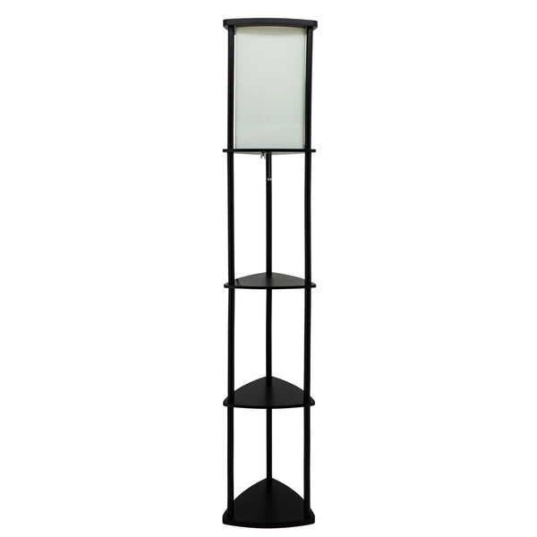 62.5? Wood Corner  Etagere / Floor Lamp, Black image