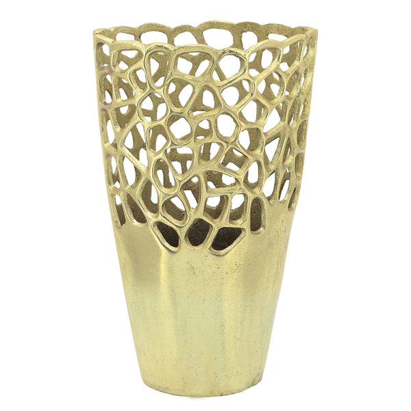 Metal 15"h Cut-out Vase, Gold image
